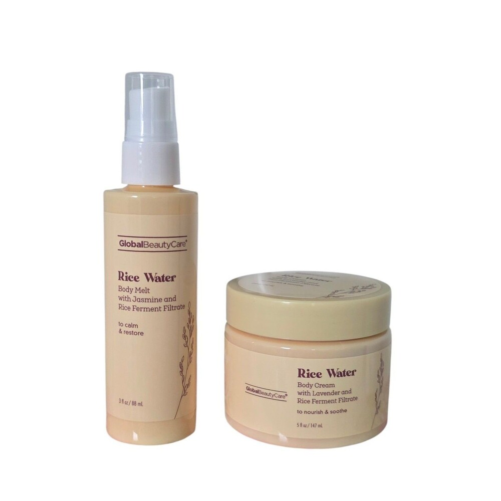Global Beauty Care Rice Water Body Cream 5 Fl.oz & Rice Water Body Melt, 2pk
